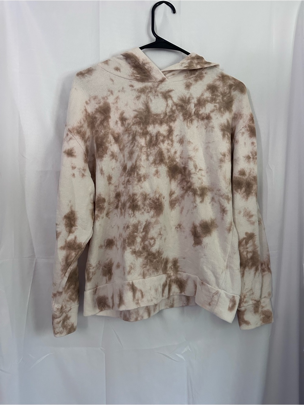 Melrose and Market Cream & Brown Tie-Dye Hooded Pullover